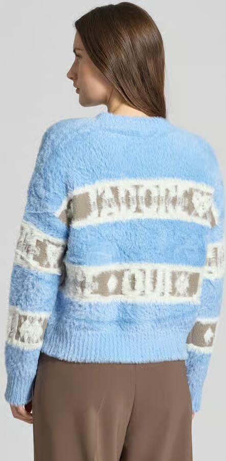 Oui Regular fit pullover in gebreide look met logostitching