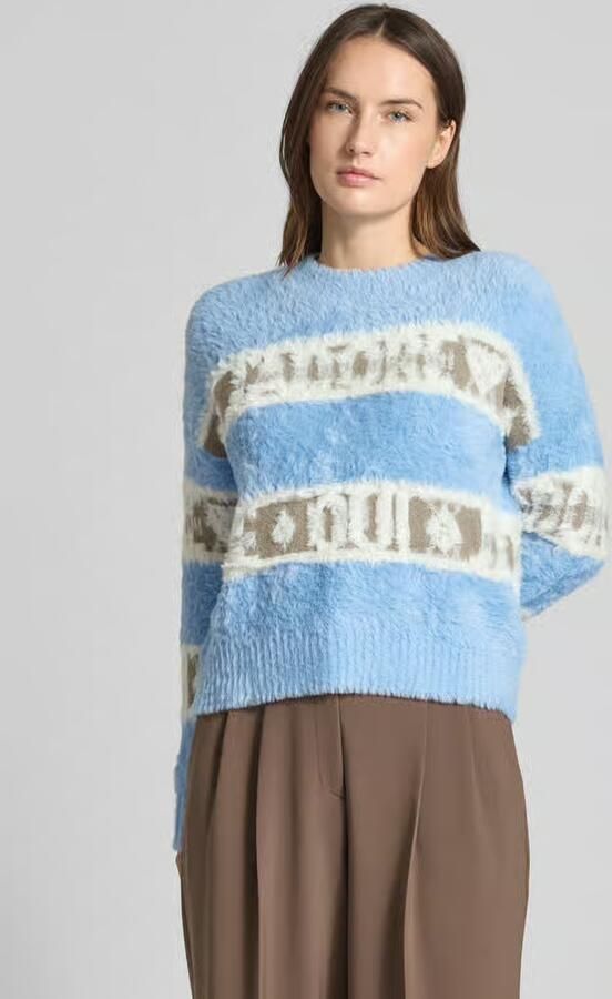 Oui Regular fit pullover in gebreide look met logostitching - Foto 4
