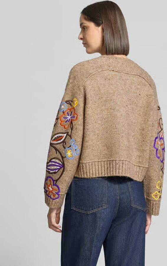 OUI gebreide gebloemde trui met borduursels en wol meerkleurig - Foto 4
