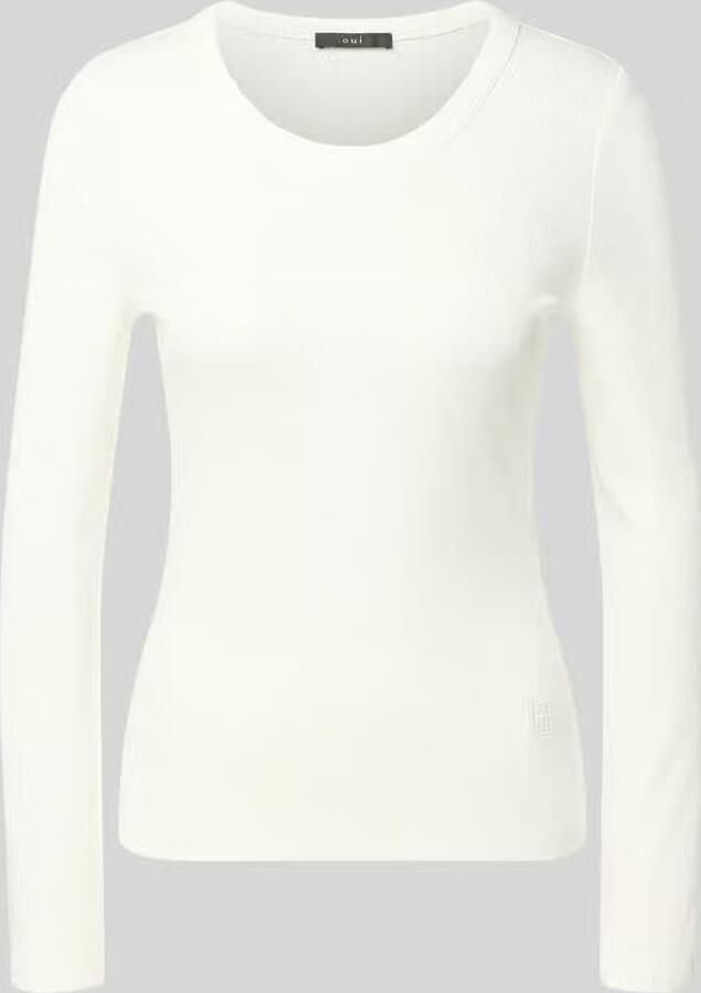 Oui Regular fit shirt met lange mouwen van katoenmix