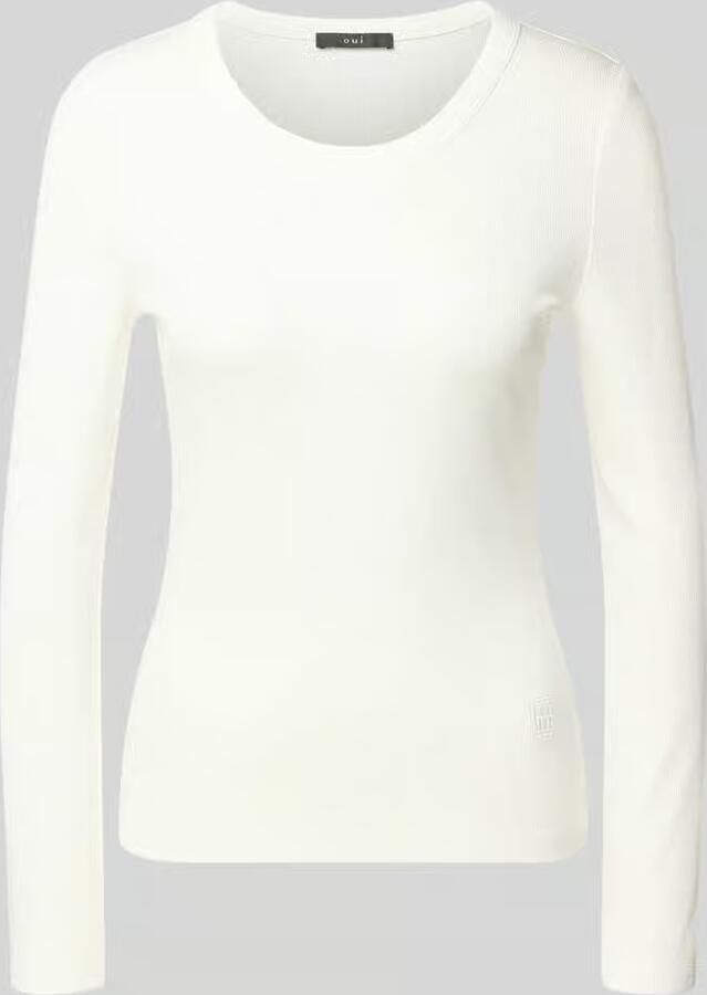 Oui Regular fit shirt met lange mouwen van katoenmix