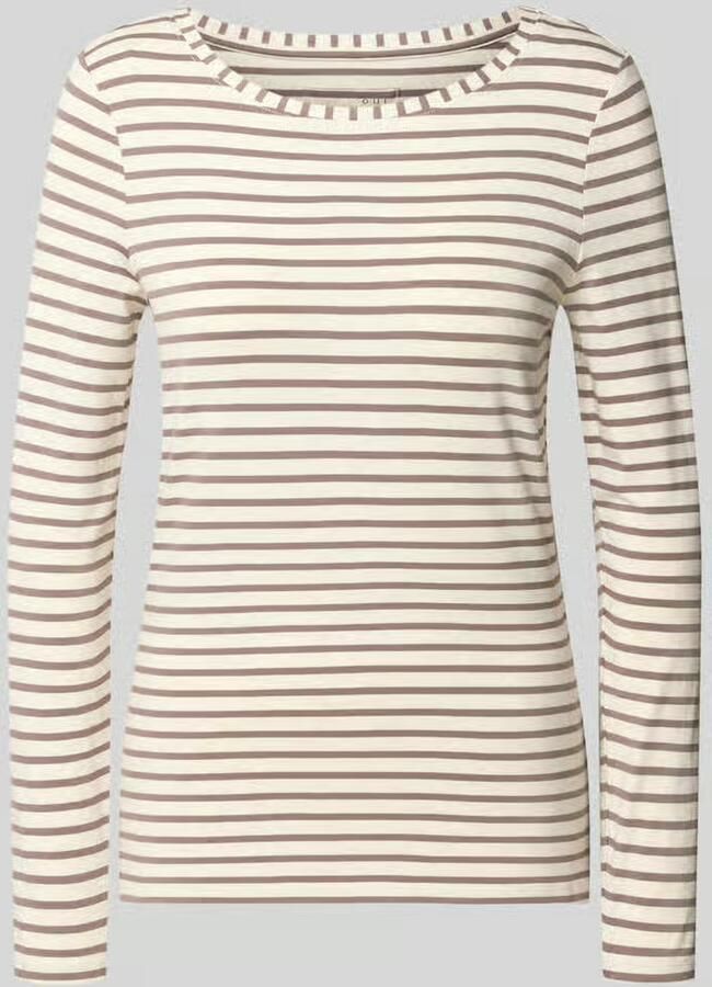 Oui Regular fit shirt met lange mouwen van mix van katoen en modal