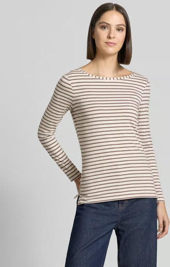 Oui Regular fit shirt met lange mouwen van mix van katoen en modal - Foto 2