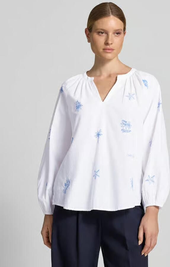 Oui regular fit tuniekblouse met stitchings en V-hals - Foto 2