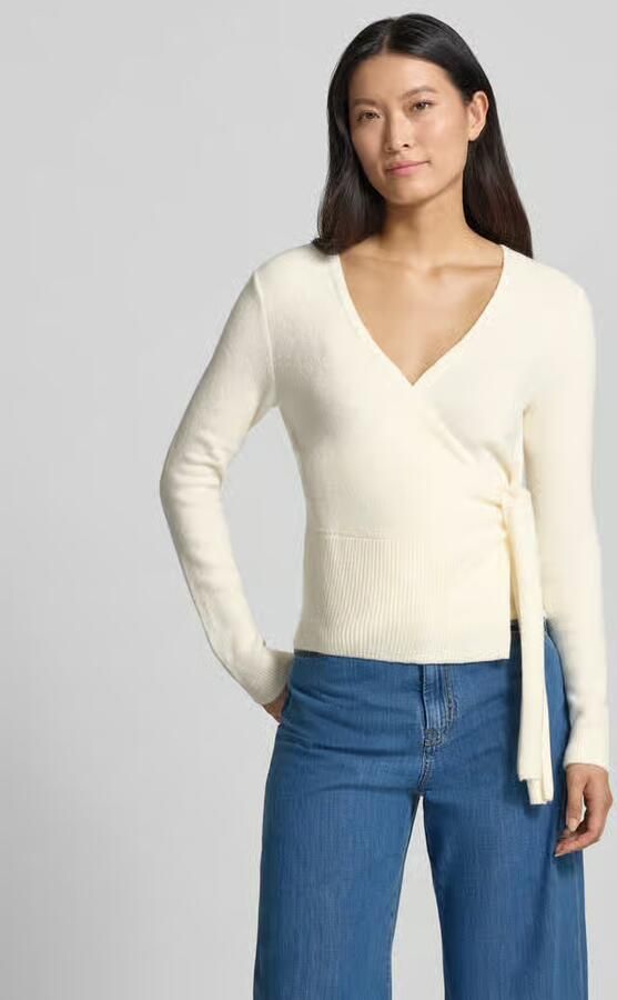 Oui Regular fit wikkeljack met katoenanteel in tricotlook