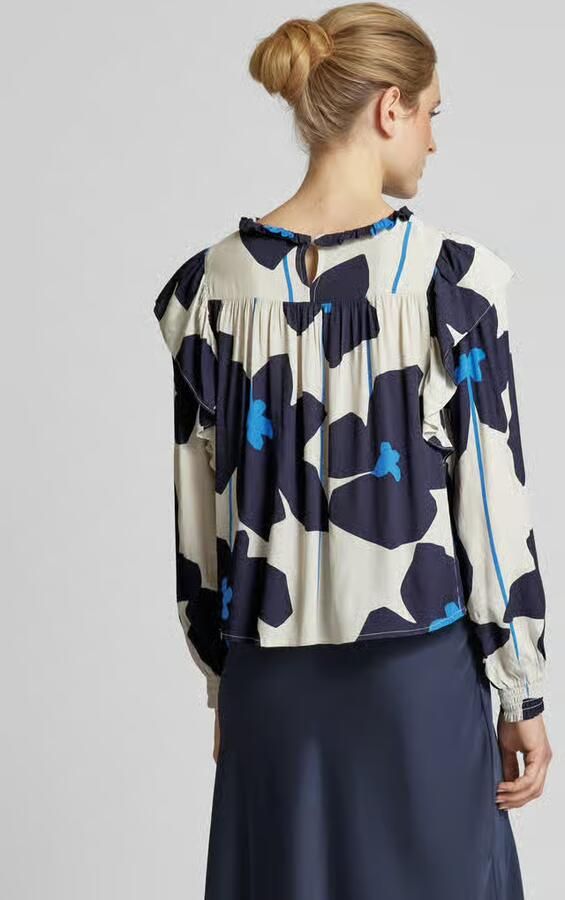 Oui Relaxed fit blouse met ballonmouwen
