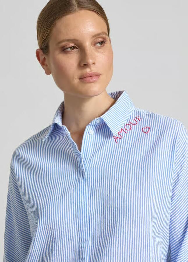 Oui relaxed fit blouse met stitchings en 3 4-mouw - Foto 2