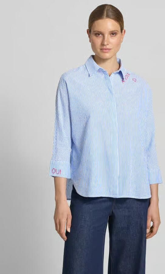 Oui relaxed fit blouse met stitchings en 3 4-mouw - Foto 4