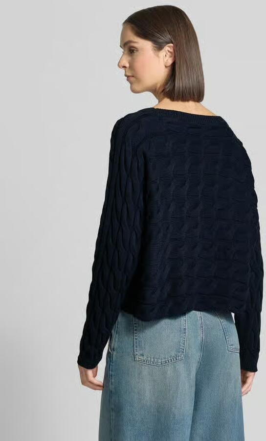 Oui relaxed fit gebreide pullover van katoenmix met kabelpatroon - Foto 2