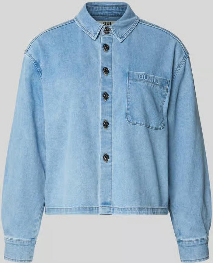 Oui Relaxed fit jeansblouse met borstzak