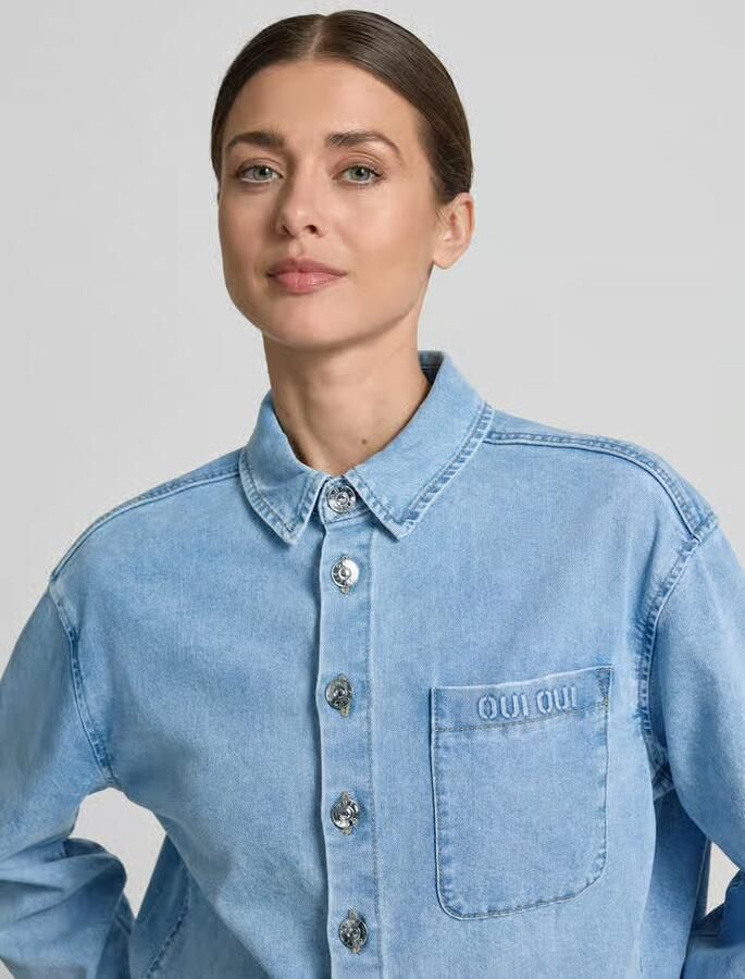 Oui Relaxed fit Jeansblouse met Borstzak - Foto 5