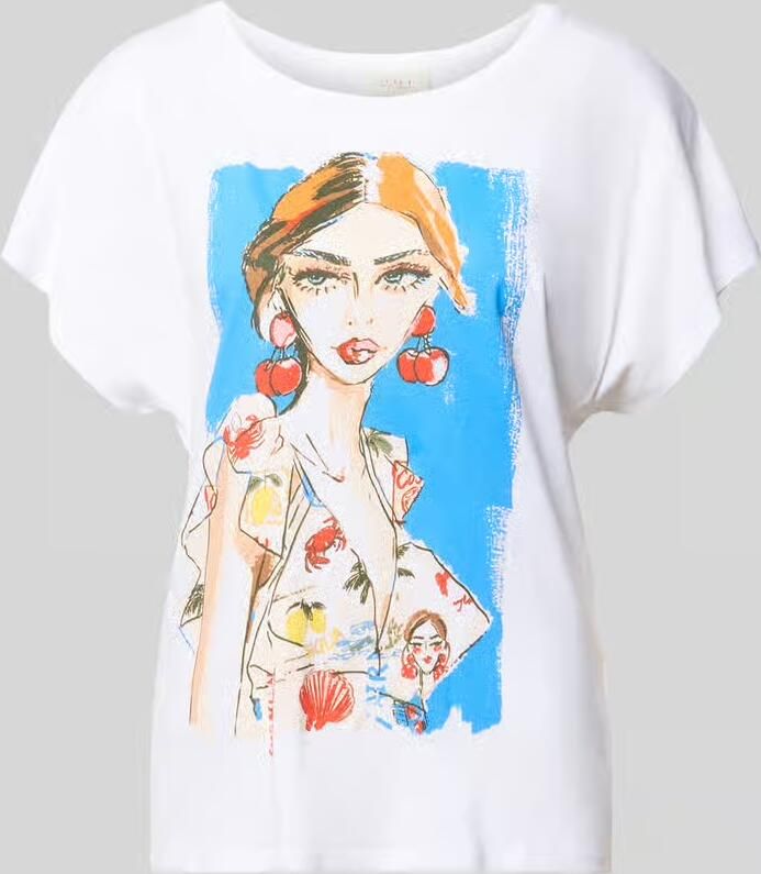 Oui relaxed fit T-shirt met motiefprint