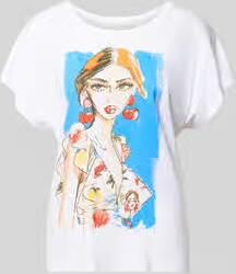 Oui relaxed fit T-shirt met motiefprint