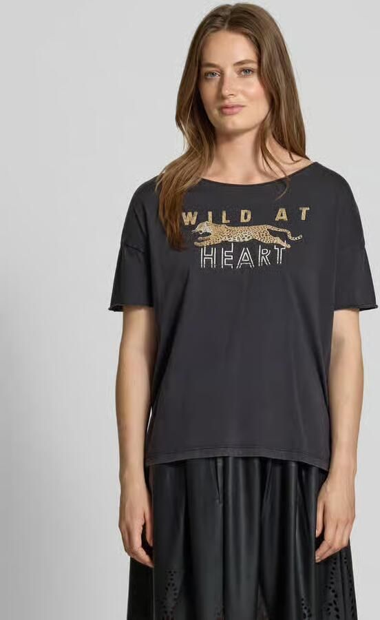 Oui Relaxed fit T-shirt van puur katoen met motiefprint - Foto 2