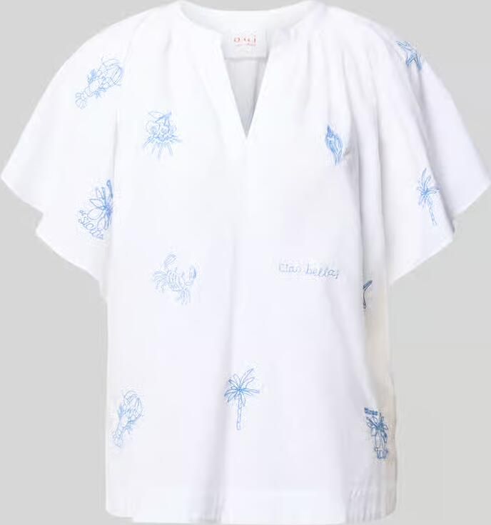 Oui relaxed fit wikkelblouse met stitchings