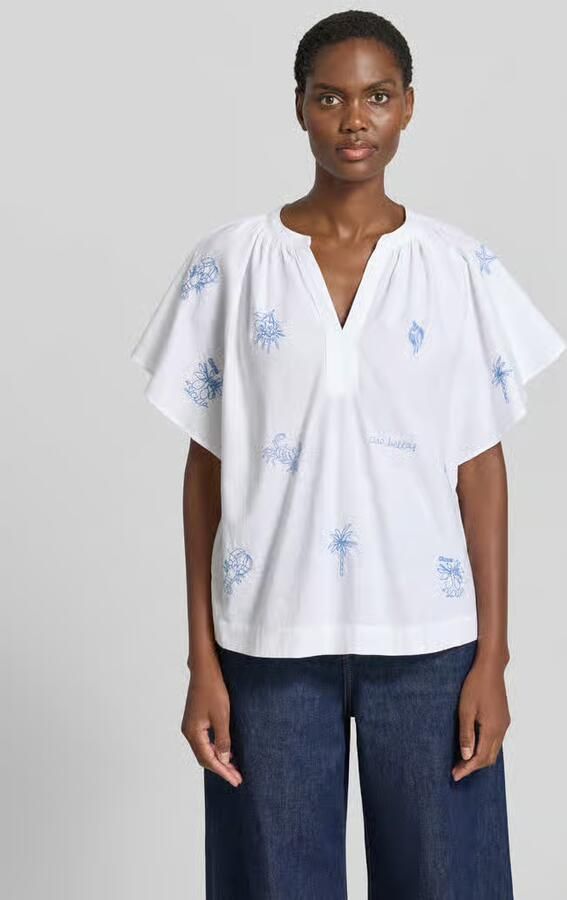 Oui relaxed fit wikkelblouse met stitchings - Foto 3