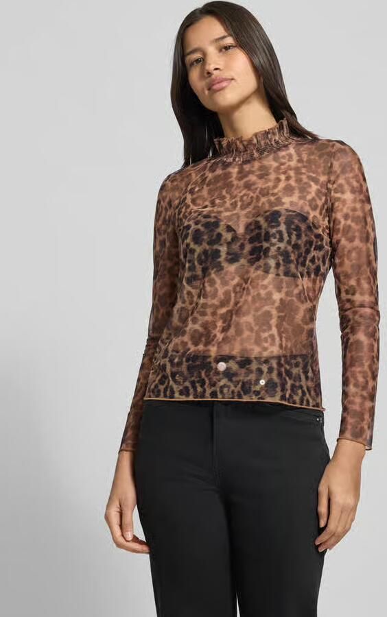 Oui Semi-transparant shirt met lange mouwen en ruches - Foto 2