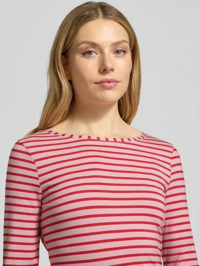 Oui Shirt met lange mouwen en geribde ronde hals model 'SUMIKO'