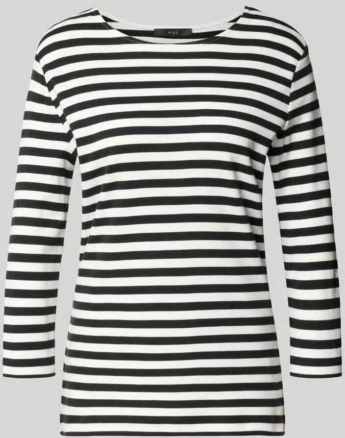 Oui Shirt met lange mouwen in all-over look met 3 4-mouw