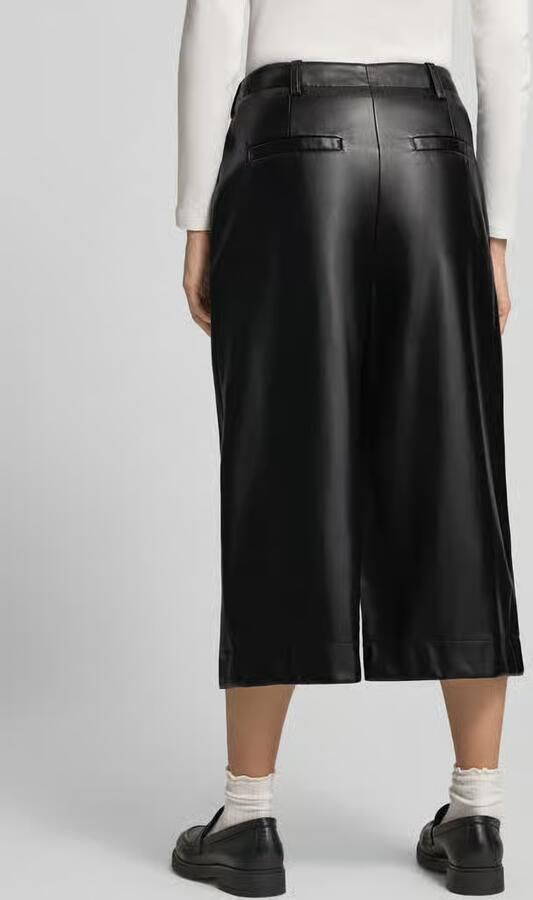 Oui straight fit broek in midilengte met bandplooien
