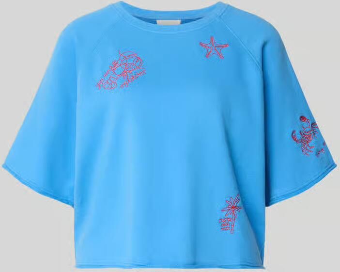 Oui Sweatshirt met stitchings en 1 2-mouwen