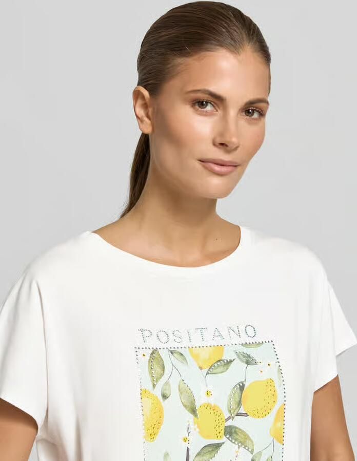Oui T-shirt met motiefprint en met siersteentjes - Foto 2