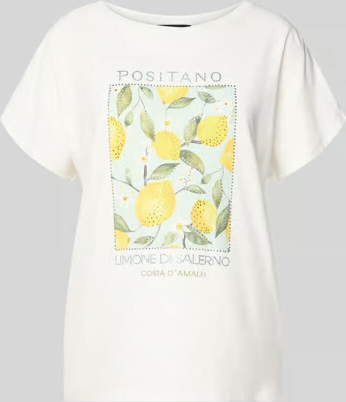 Oui T-shirt met motiefprint en met siersteentjes - Foto 3