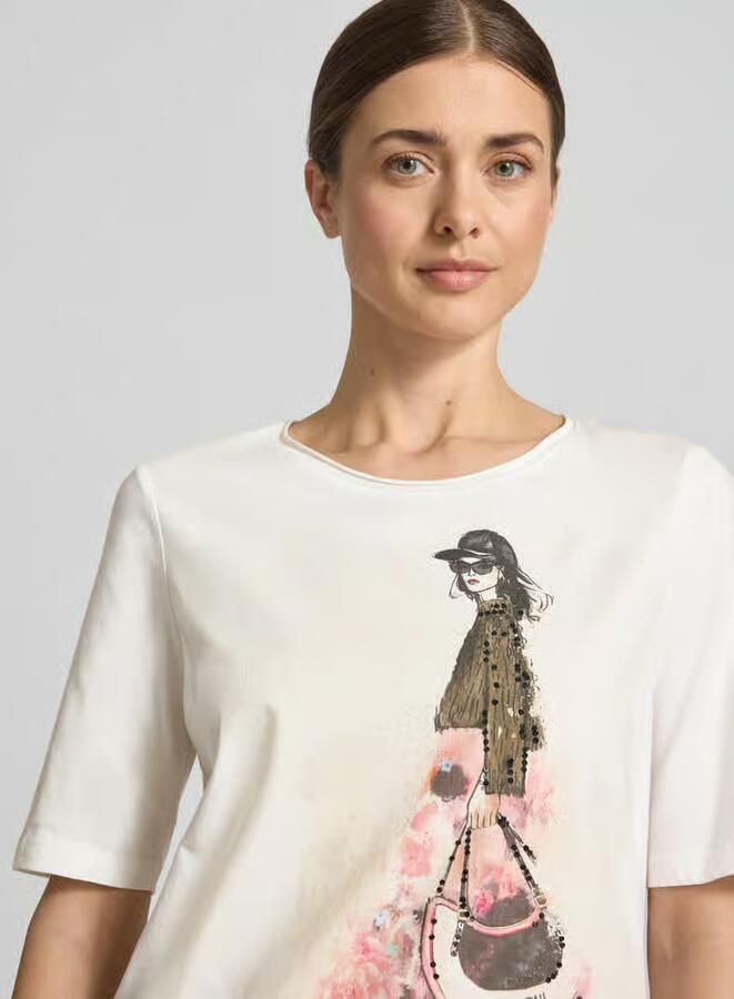 Oui T-shirt met motiefprint en pailletten - Foto 2