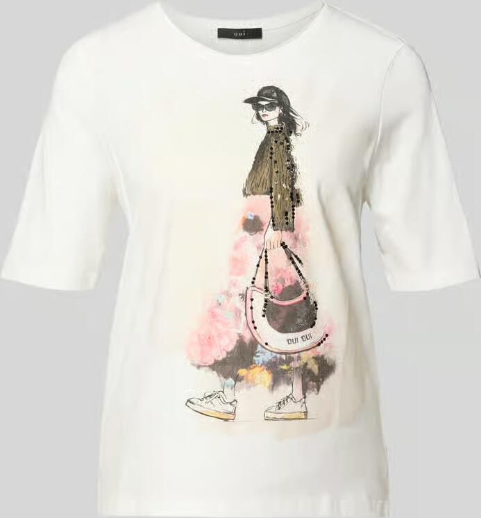 Oui T-shirt met motiefprint en pailletten - Foto 3