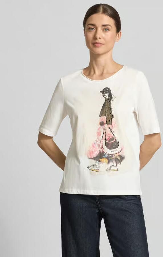Oui T-shirt met motiefprint en pailletten - Foto 4