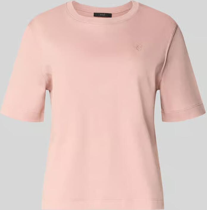 Oui T-shirt met ronde hals en labelstitching