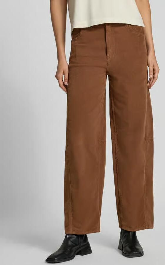 Oui Wide fit broek van katoenmix