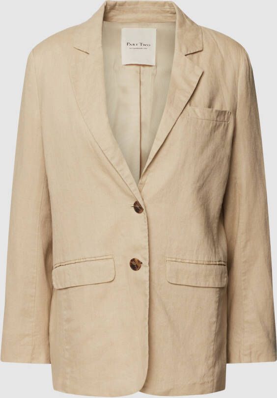 Part Two Delicate Linnen Blazer met Relaxte Pasvorm Beige Dames