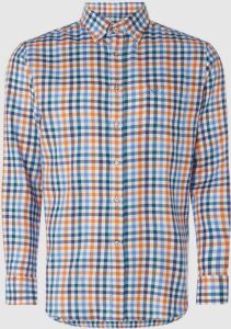 PAUL & SHARK casual overhemd wijde fit oranje blauw geruit katoen