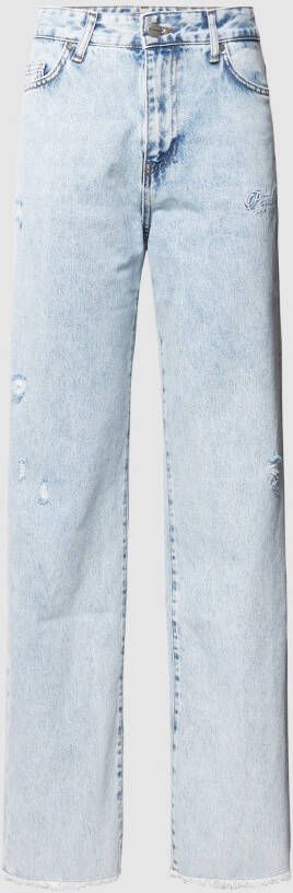 Pegador Jeans in used-look met labelstitching model 'ELLIOT WIDE'
