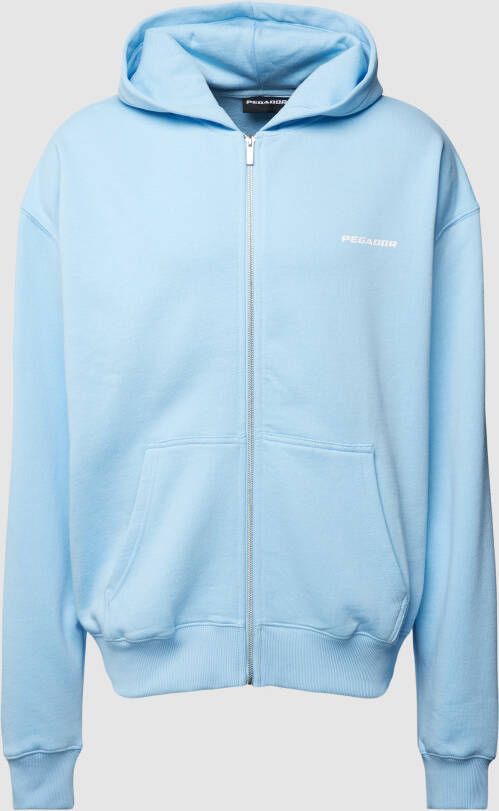 Pegador Colne Logo Oversized Sweat Jacket Hooded vesten Kleding vintage washed riviera blue maat: M beschikbare maaten:S M L XL