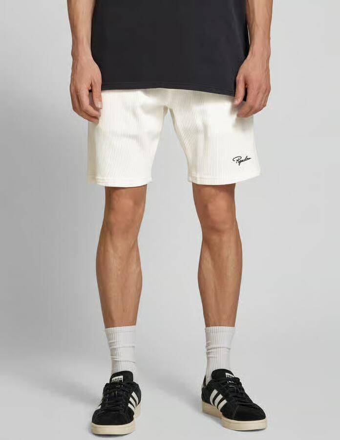 PEGADOR Korte broek in riblook met labelstitching model 'SIGNAR' - Foto 3