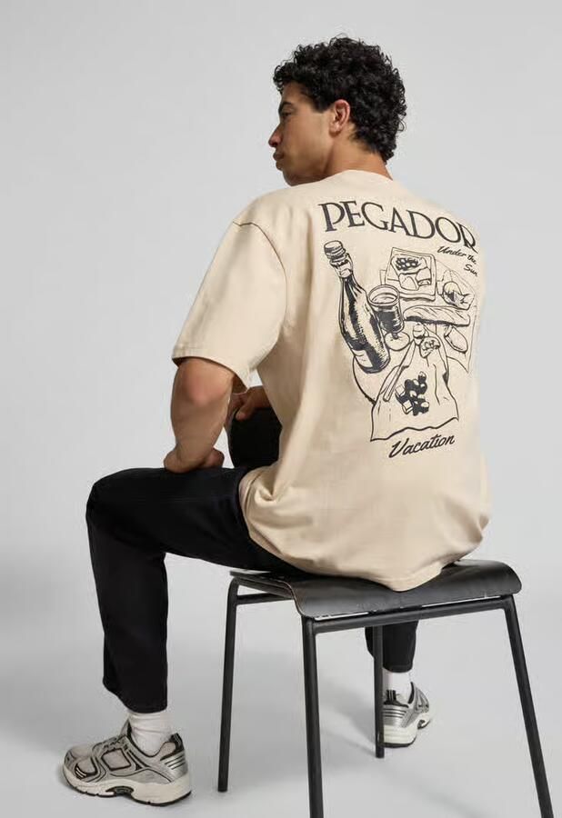 PEGADOR Oversized T-shirt met labelprint model 'Paide'