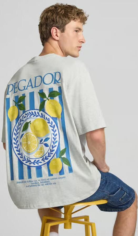 PEGADOR Oversized t-shirt met print op de achterkant en ronde hals - Foto 2