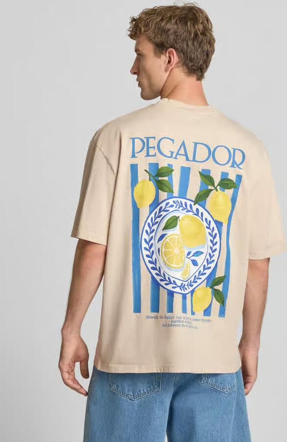 PEGADOR Oversized t-shirt met print op de achterkant en ronde hals