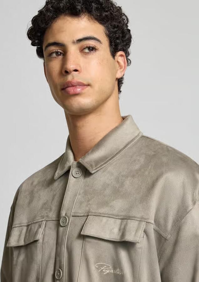 PEGADOR Relaxed fit overhemdjack met borstzakken en labelstitching