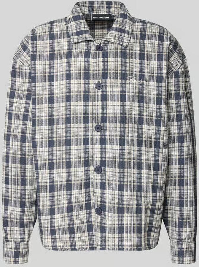 PEGADOR relaxed fit vrijetijdsoverhemd met kentkraag en labelstitching