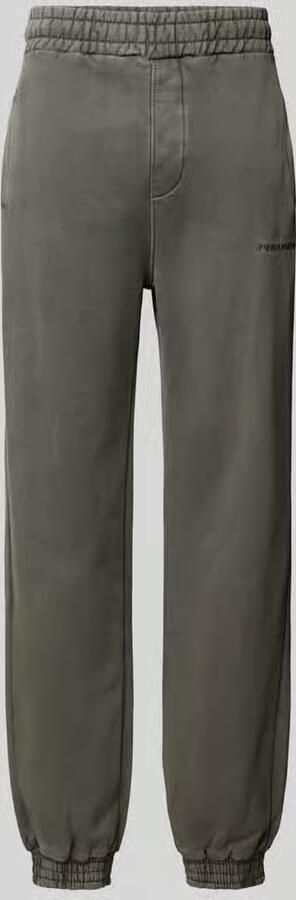 PEGADOR Straight fit joggingbroek van katoenmix met logoborduursel
