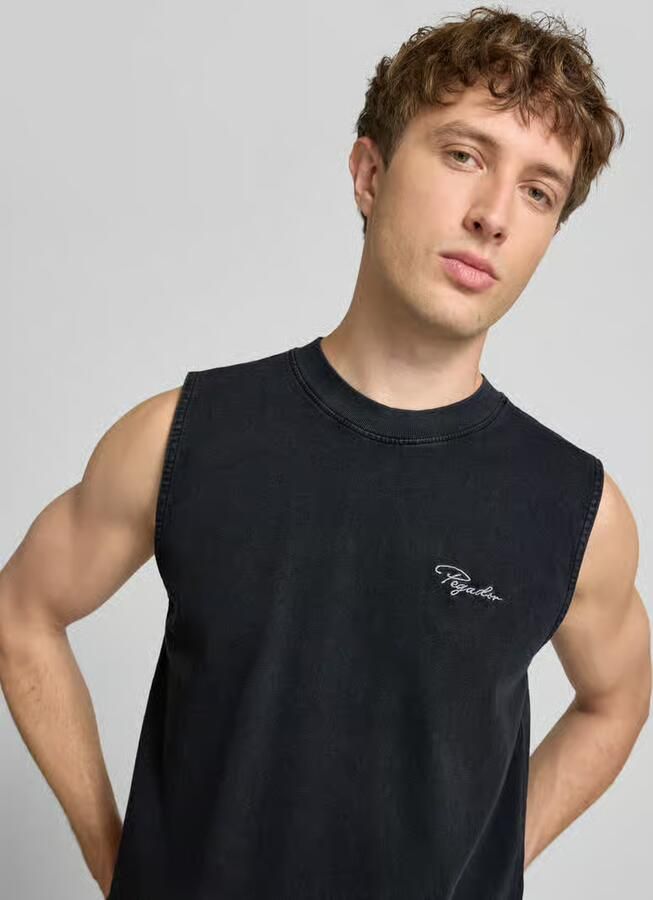 PEGADOR Tanktop met labelstitching en ronde hals