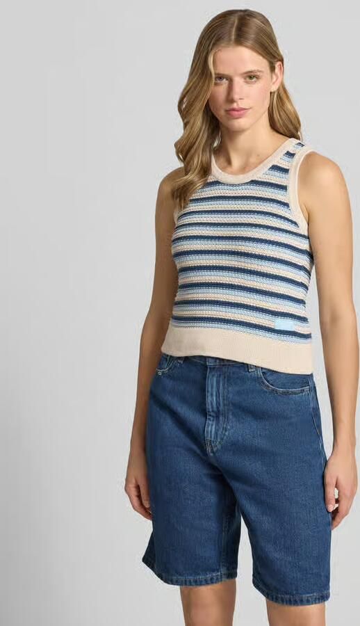 PEGADOR Tricottop in all-over look met ronde hals - Foto 3