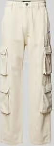 PEGADOR Wide leg cargobroek met labelstitching model 'PRETO'