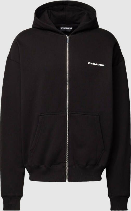 Pegador Colne Logo Oversized Sweat Jacket Hooded vesten Kleding Black maat: XL beschikbare maaten:XL