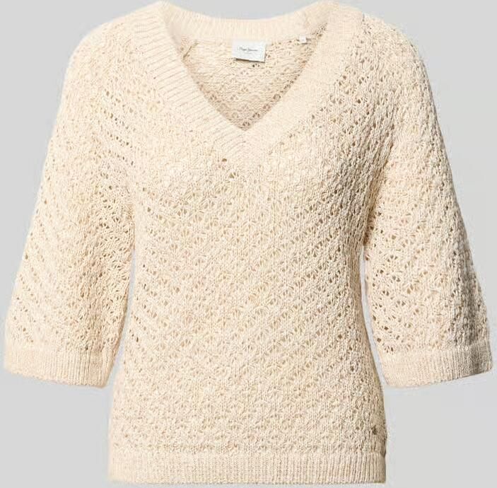 Pepe Jeans boxy fit gebreide pullover van katoenmix model 'AMBER' - Foto 2
