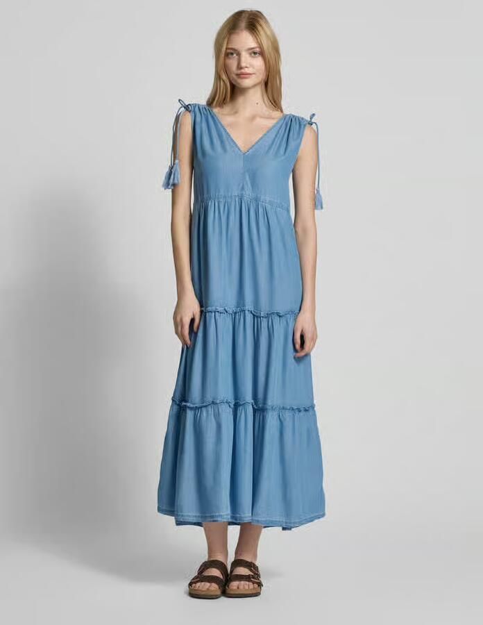Pepe Jeans Midi-jurk met V-hals model 'EFFIE' - Foto 2