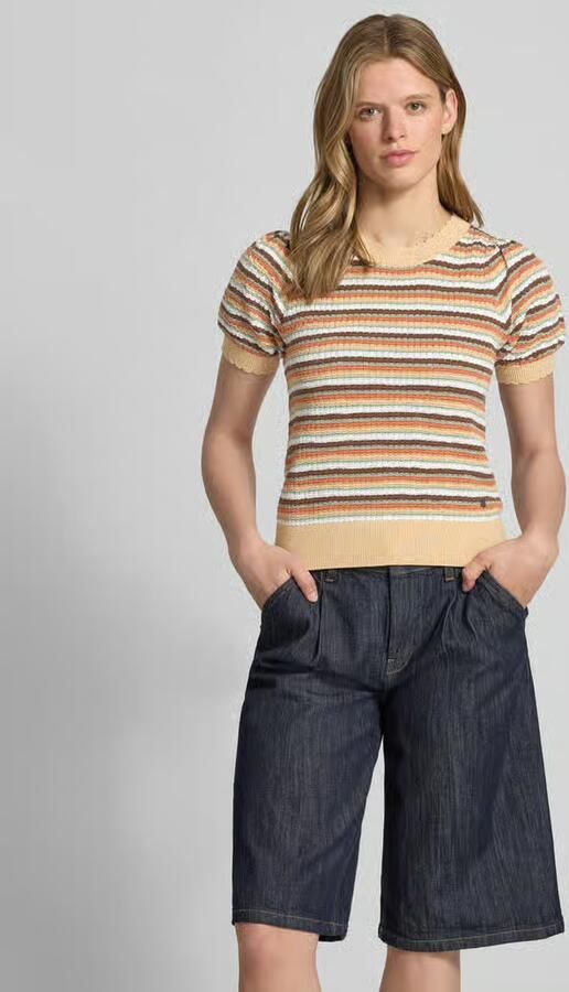 Pepe Jeans regular fit gebreid shirt met korte mouw model 'KAMIA LUREX' - Foto 2